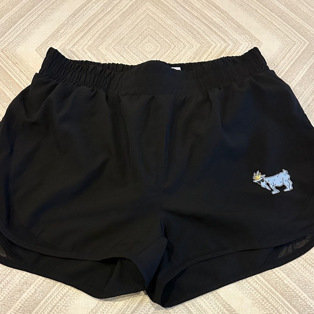 GOAT USA Black Women's Athletic Shorts with Blue Logo Size S